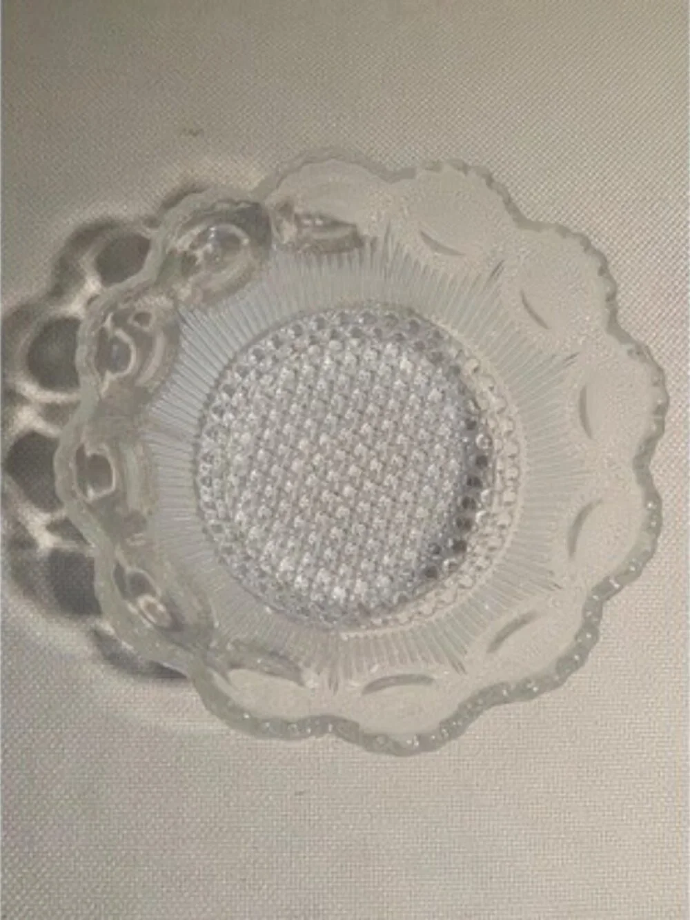 Vintage Bartlett Collins St Genevieve Glass Bowl Manhattan Thumbprint 8.5
